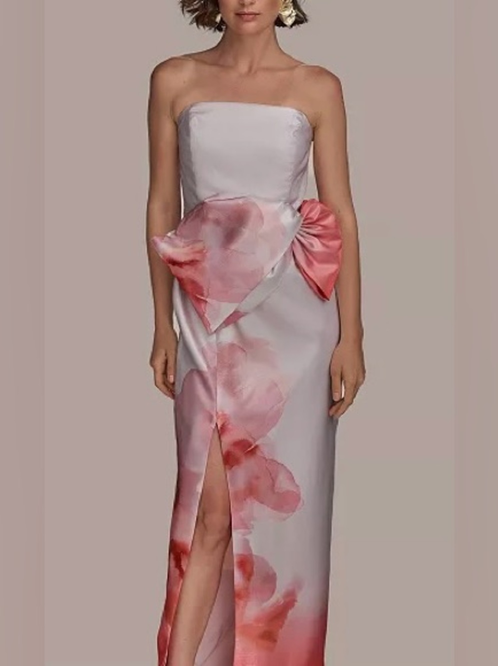 NWT New Designer Donna Karen New York Strapless Shimmer Pink Floral Gown Dress 2